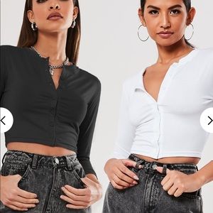 Missguided button up crop tops